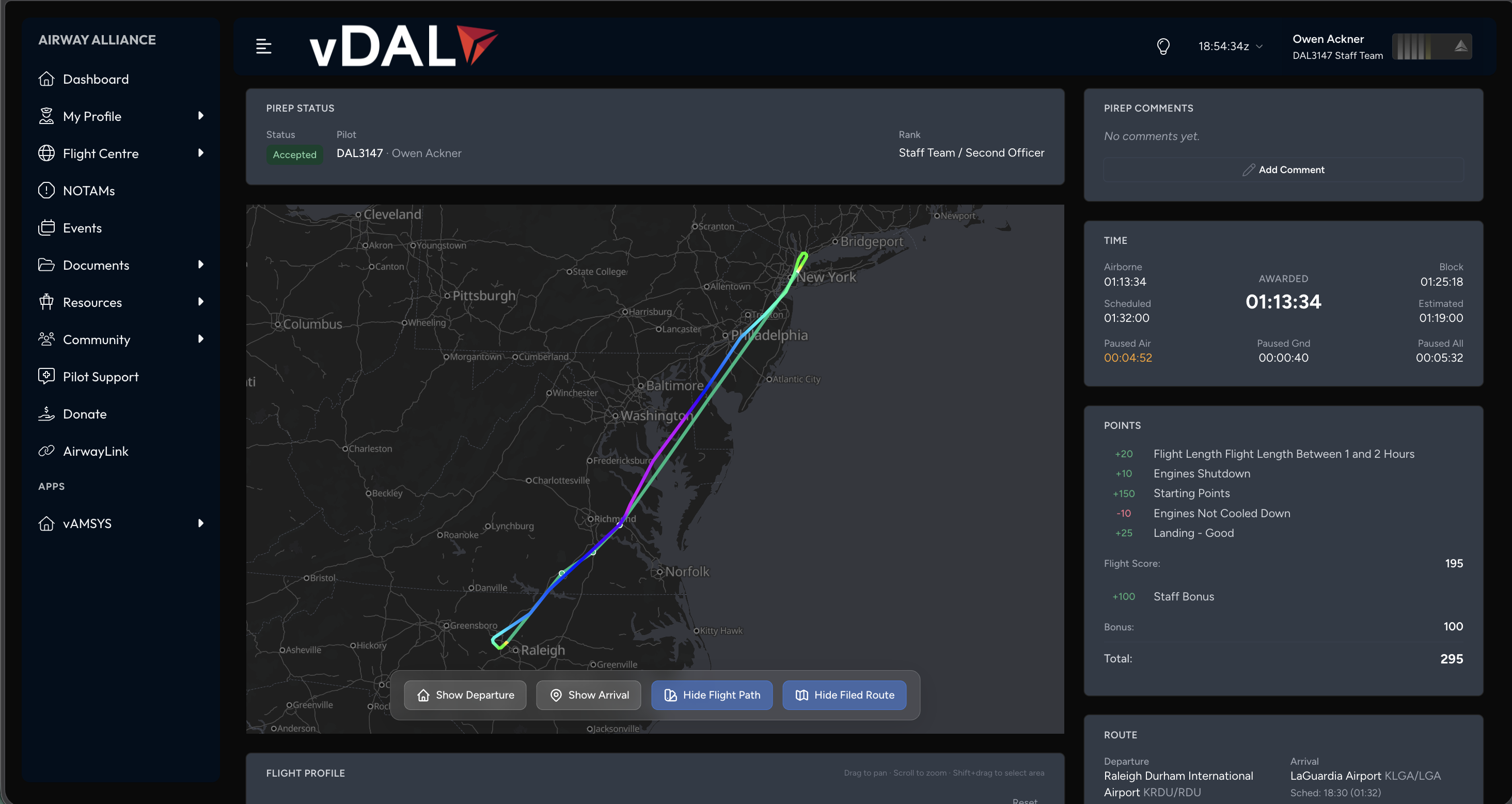 VAMSYS flight-analysis interface